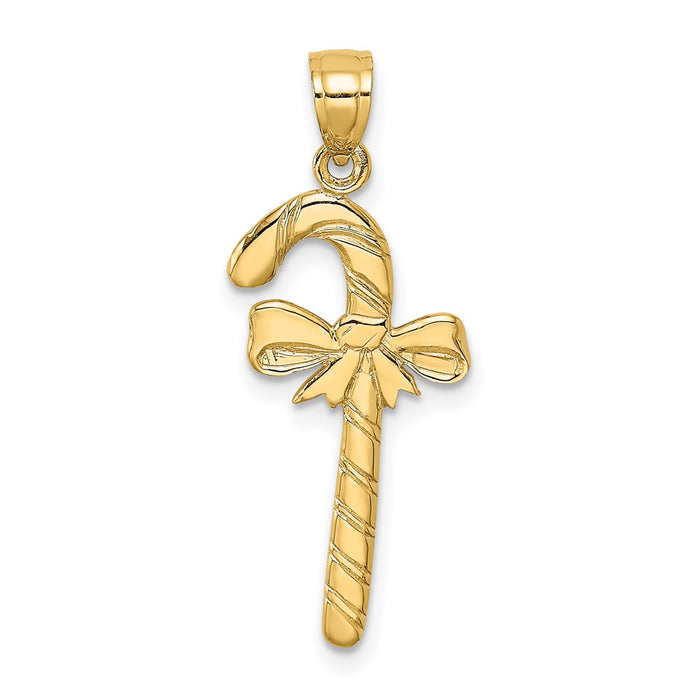 Million Charms 14K Yellow Gold Themed Solid Polished Candy Cane Charm