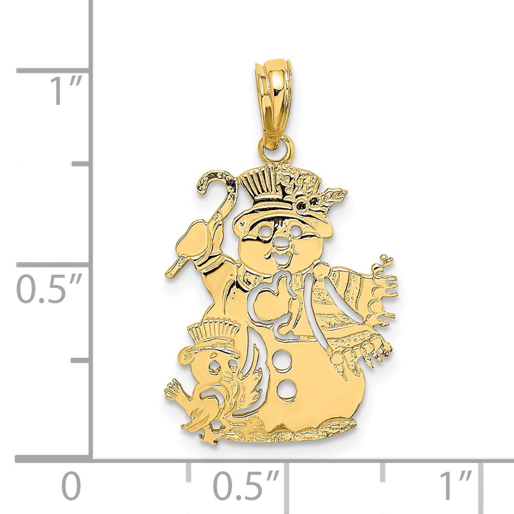 Million Charms 14K Yellow Gold Themed Polished Snowman Charm