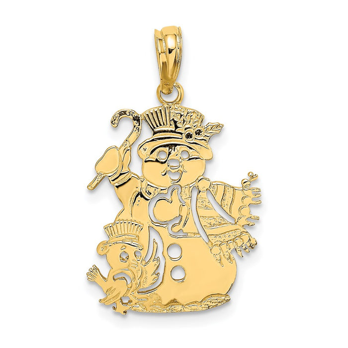 Million Charms 14K Yellow Gold Themed Polished Snowman Charm
