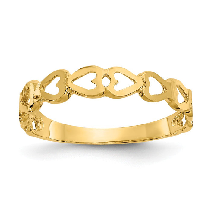 14k Yellow Gold Heart Ring, Size: 6