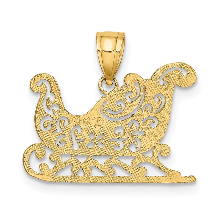 Million Charms 14K Yellow Gold Themed Polished Sleigh Charm