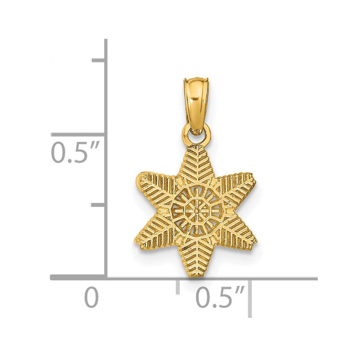 Million Charms 14K Yellow Gold Themed Solid Polished Snowflake Pendant