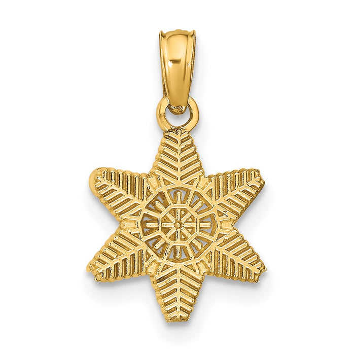 Million Charms 14K Yellow Gold Themed Solid Polished Snowflake Pendant