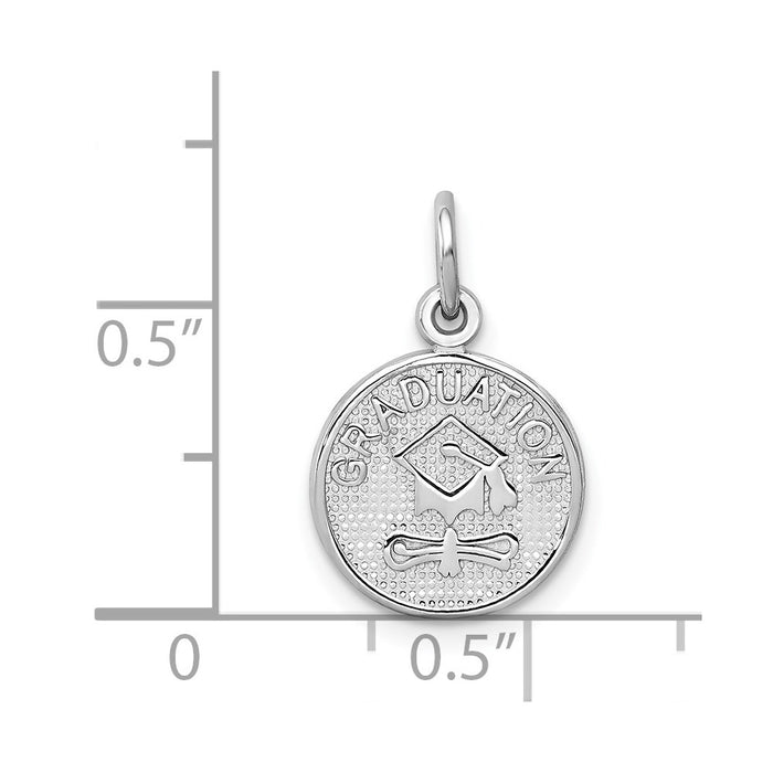 Million Charms 14K White Gold Themed Polished Graduation Disc Charm