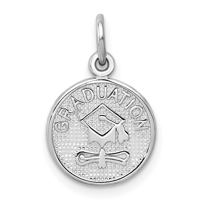 Million Charms 14K White Gold Themed Polished Graduation Disc Charm