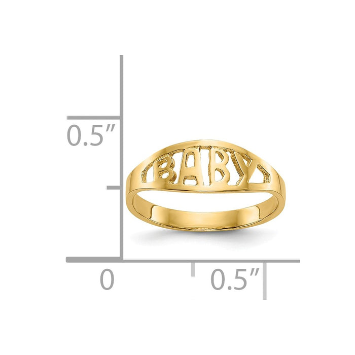 14k Yellow Gold Polished Baby Ring, Size: 1.5