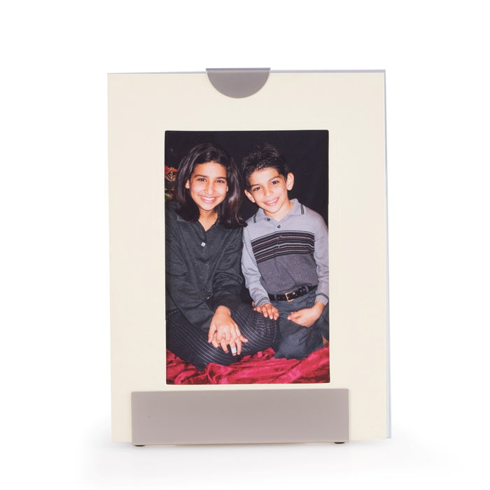 Occasion Gallery Silver Color Silver Plated with Pearl Finish 4"x6" Picture Frame. Displays Both Vertically and Horizontally.  6 L x 2 W x 8 H in.
