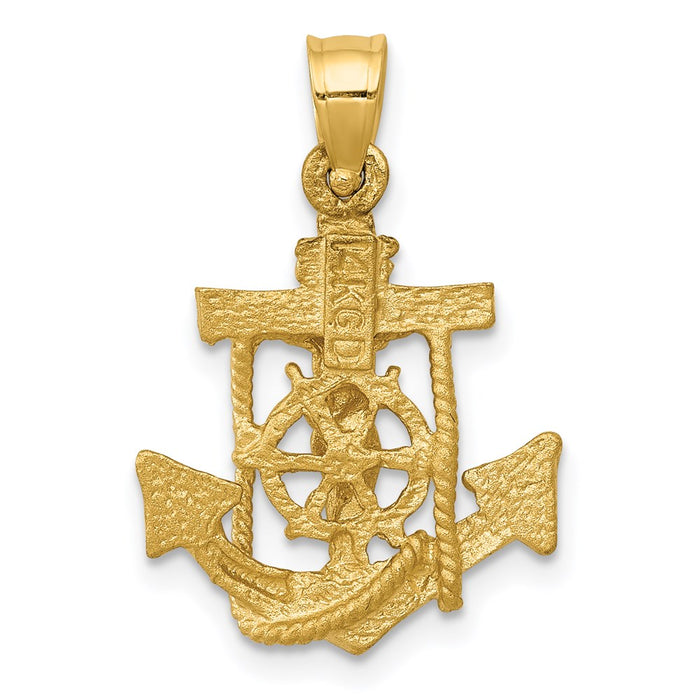 Million Charms 14K Yellow Gold Themed Mariners Relgious Cross Pendant