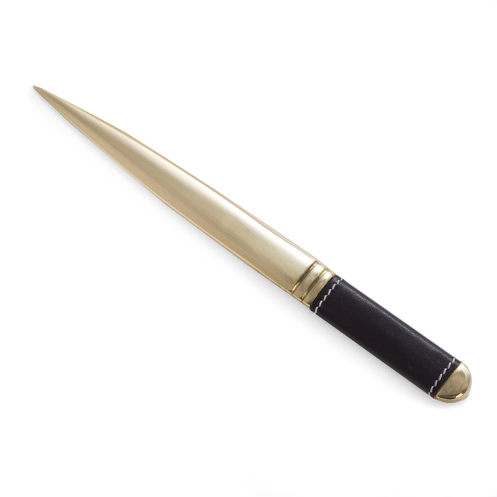 Occasion Gallery Brown/Gold Color Coco Brown Leather Letter Opener with Gold Plated Accents.   L x 8.75 W x 0.75 H in.