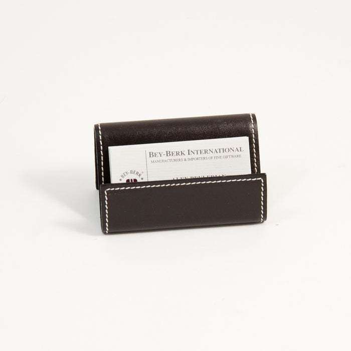Occasion Gallery Brown Color Coco Brown Leather Business Card Holder. 4.25 L x 2.75 W x 2 H in.