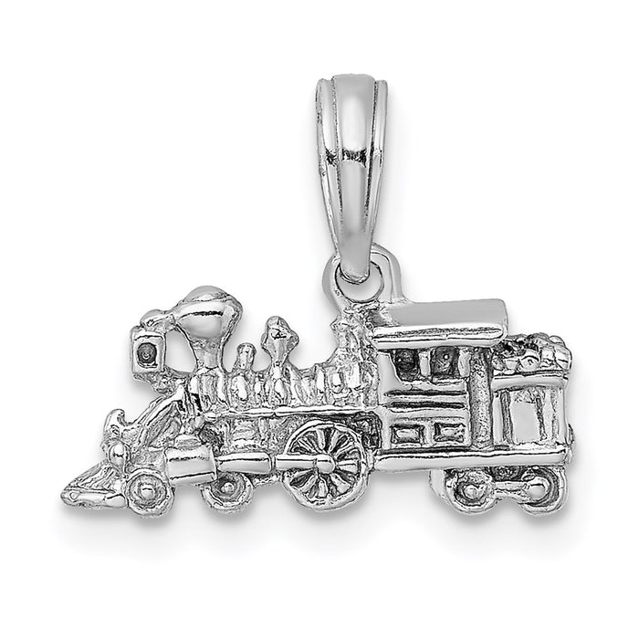 Million Charms 14K White Gold Themed 3-D Miniature Train Charm