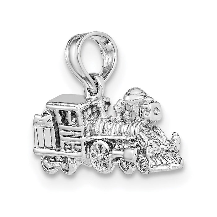 Million Charms 14K White Gold Themed 3-D Miniature Train Charm