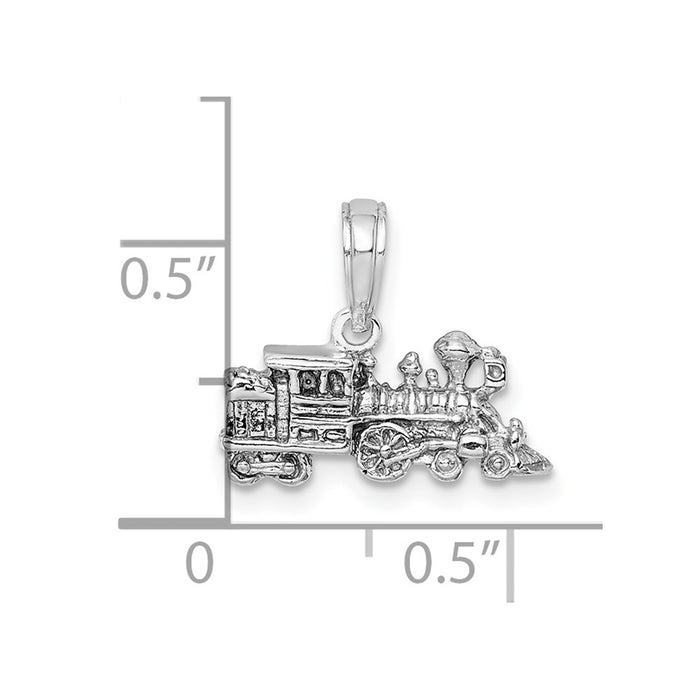 Million Charms 14K White Gold Themed 3-D Miniature Train Charm