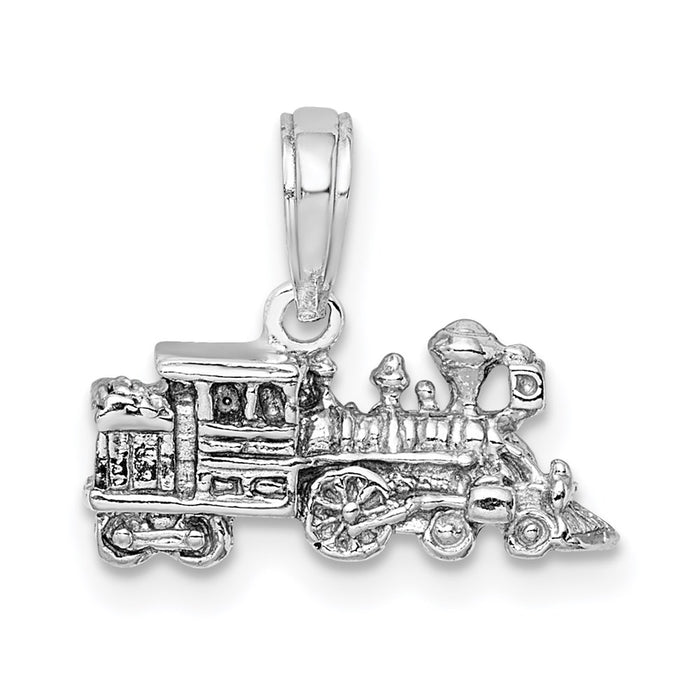 Million Charms 14K White Gold Themed 3-D Miniature Train Charm