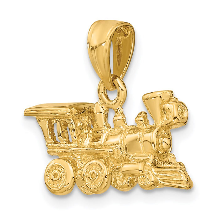 Million Charms 14K Yellow Gold Themed 3-D Locomotive Charm