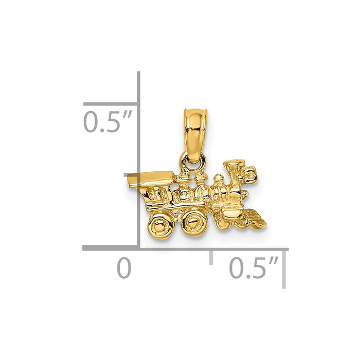 Million Charms 14K Yellow Gold Themed 3-D Locomotive Charm