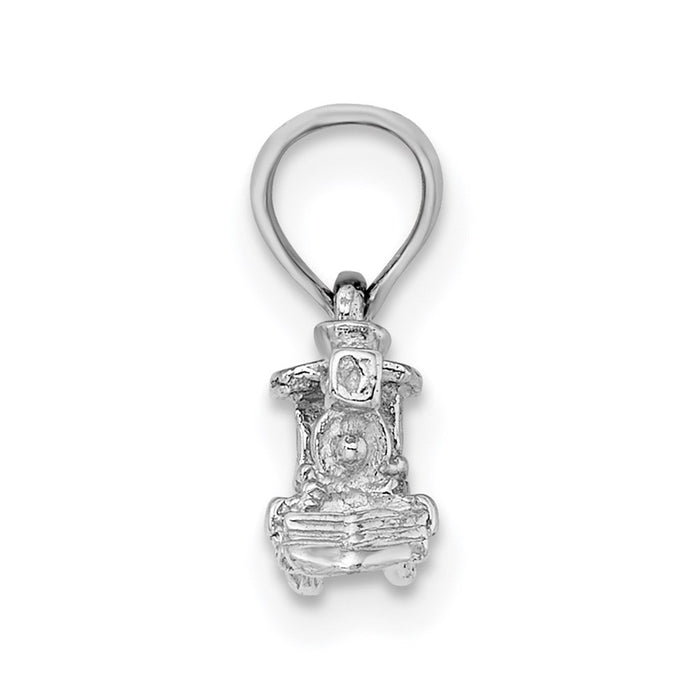 Million Charms 14K White Gold Themed 3-D Miniature Train Charm