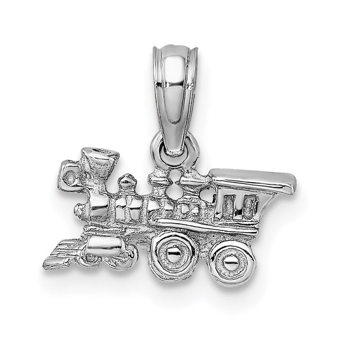 Million Charms 14K White Gold Themed 3-D Miniature Train Charm