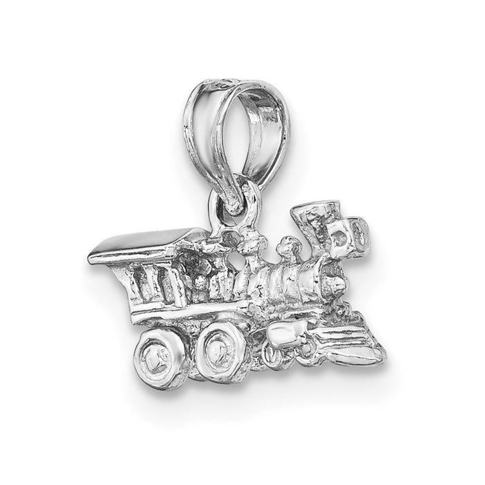 Million Charms 14K White Gold Themed 3-D Miniature Train Charm