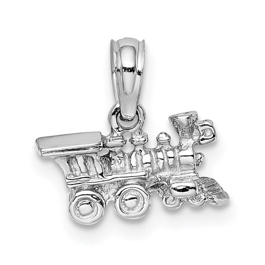 Million Charms 14K White Gold Themed 3-D Miniature Train Charm