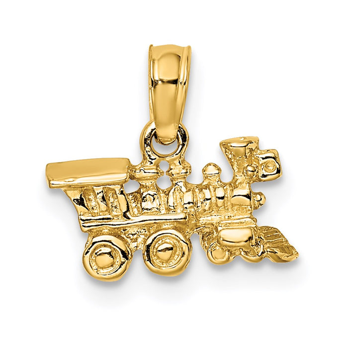 Million Charms 14K Yellow Gold Themed 3-D Locomotive Charm