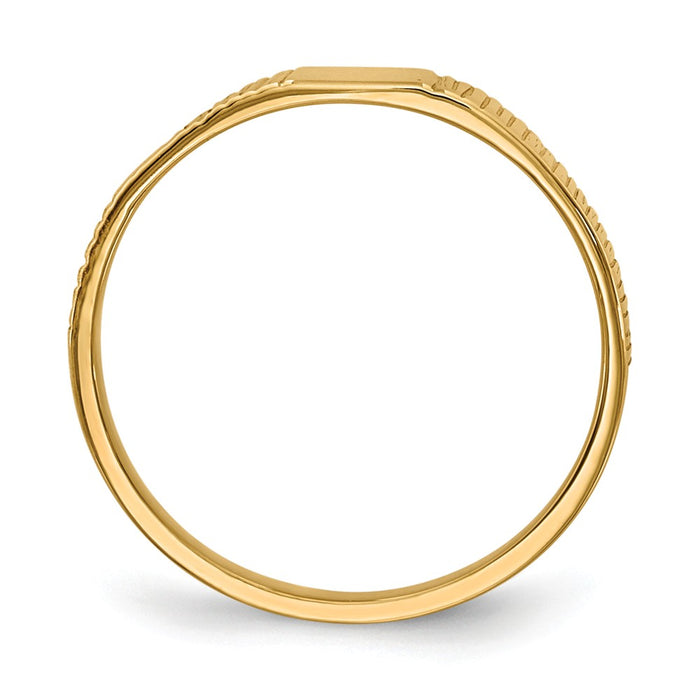 14k Yellow Gold Polished & Ridged Baby Ring, Size: 2