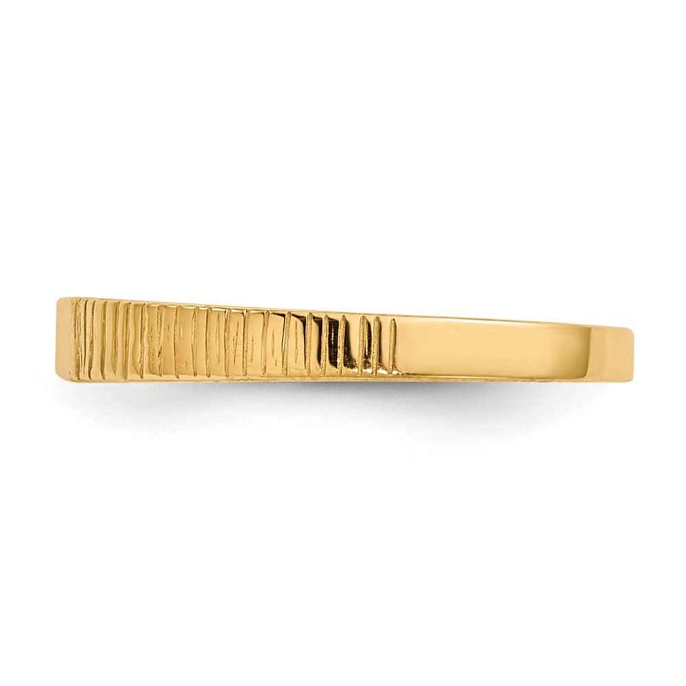 14k Yellow Gold Polished & Ridged Baby Ring, Size: 2