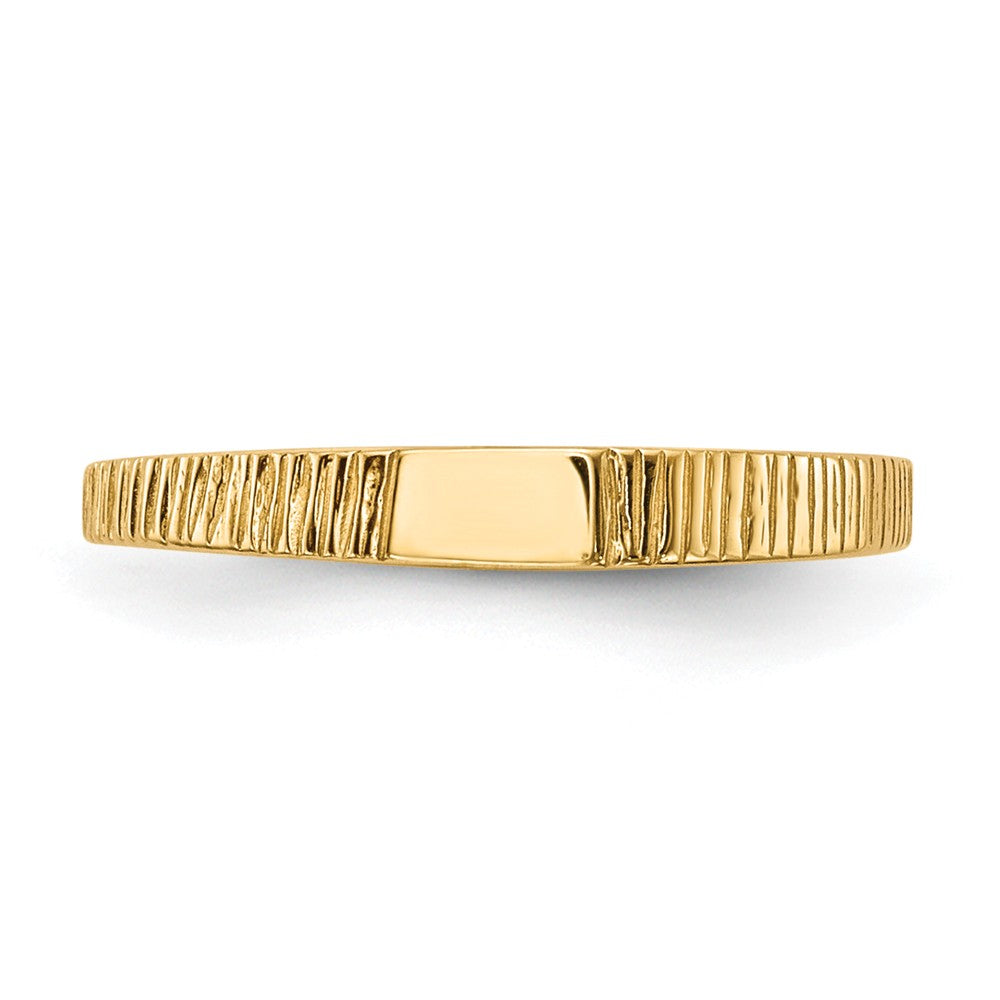 14k Yellow Gold Polished & Ridged Baby Ring, Size: 2