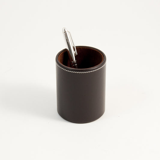 Occasion Gallery Brown Color Coco Brown Leather Pen Cup. 3 L x 4 W x  H in.