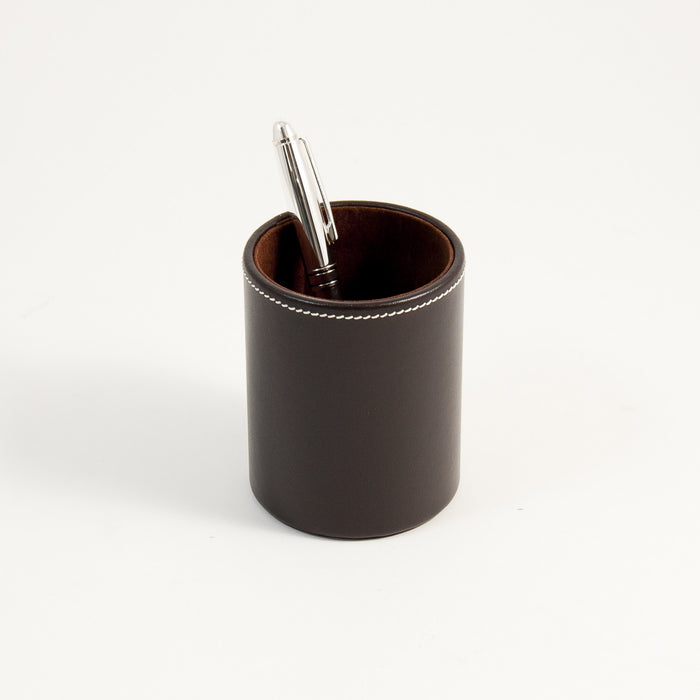 Occasion Gallery Brown Color Coco Brown Leather Pen Cup. 3 L x 4 W x  H in.