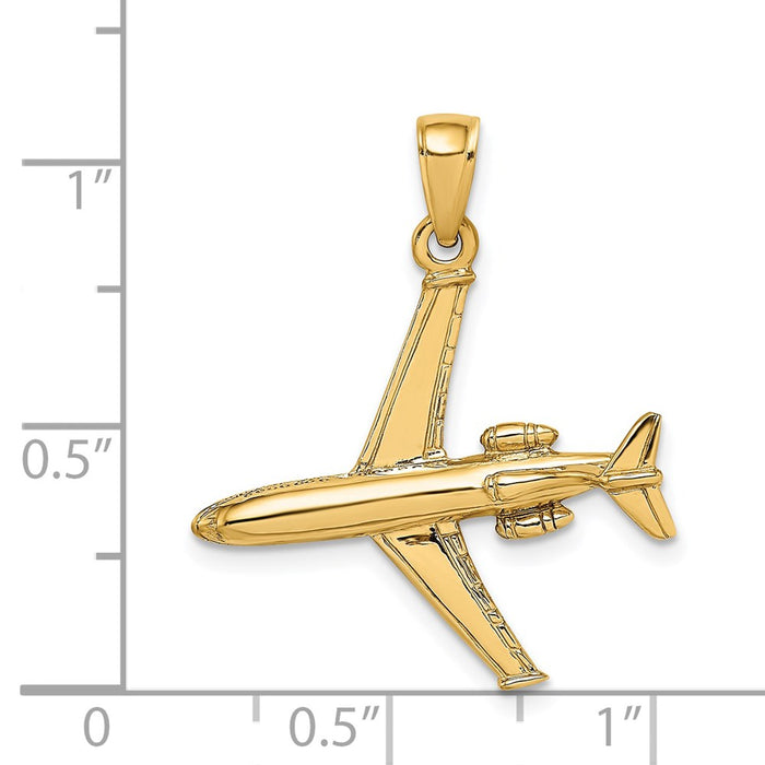 Million Charms 14K Yellow Gold Themed 3-D Jet Charm