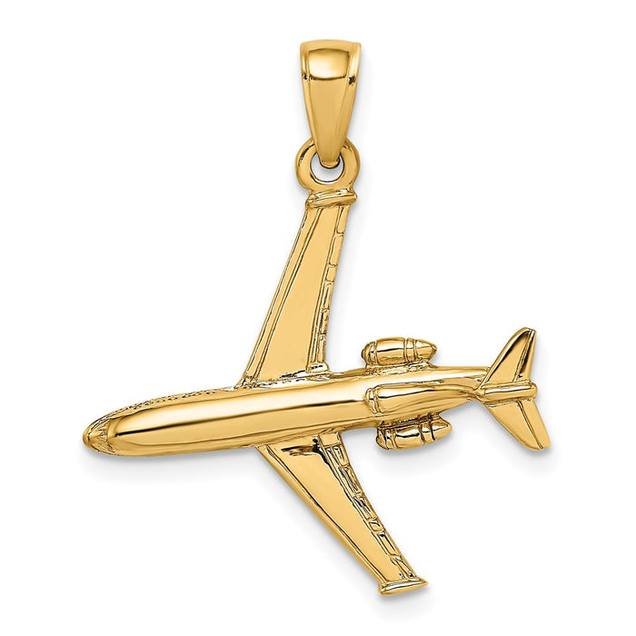 Million Charms 14K Yellow Gold Themed 3-D Jet Charm