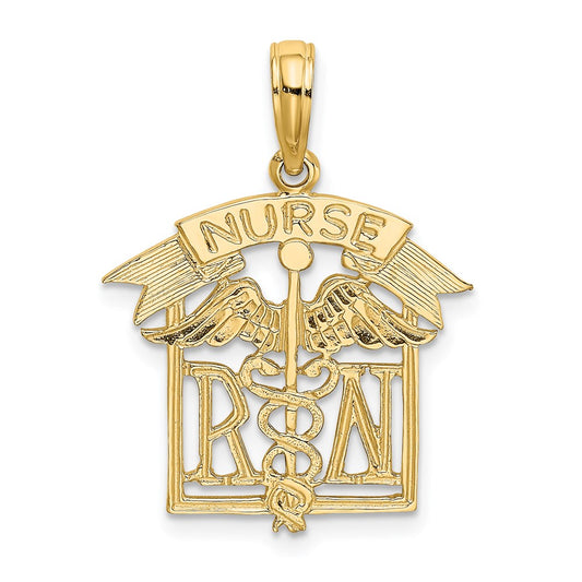 Million Charms 14K Yellow Gold Themed Registered Nurse Charm