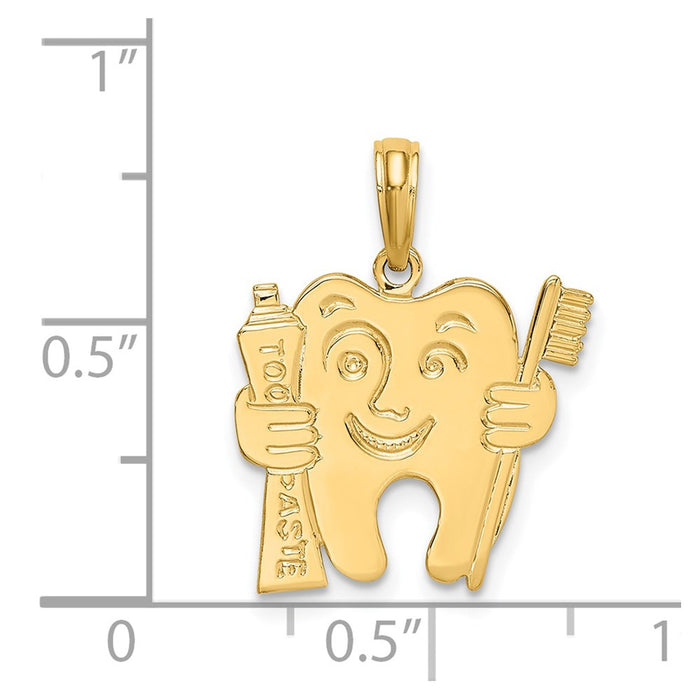 Million Charms 14K Yellow Gold Themed Polished Flat-Backed Dental Charm