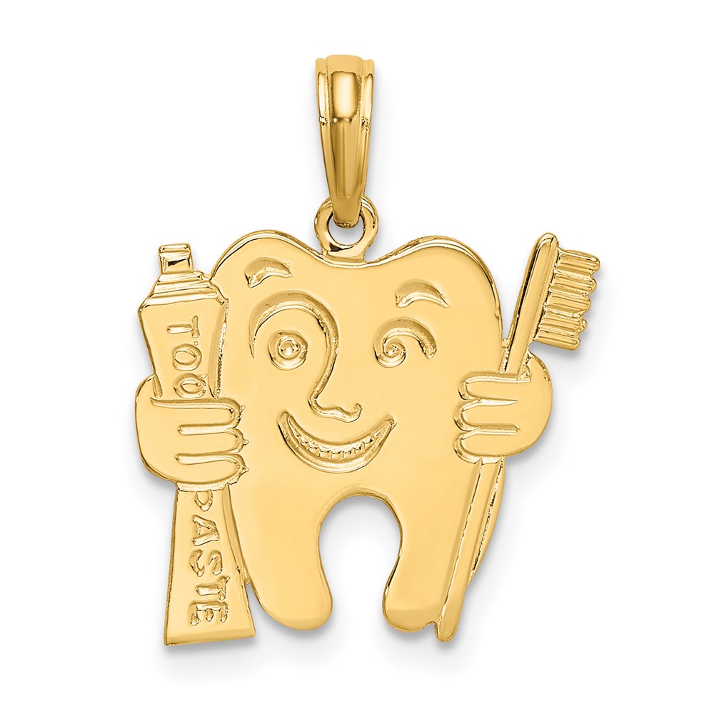 Million Charms 14K Yellow Gold Themed Polished Flat-Backed Dental Charm