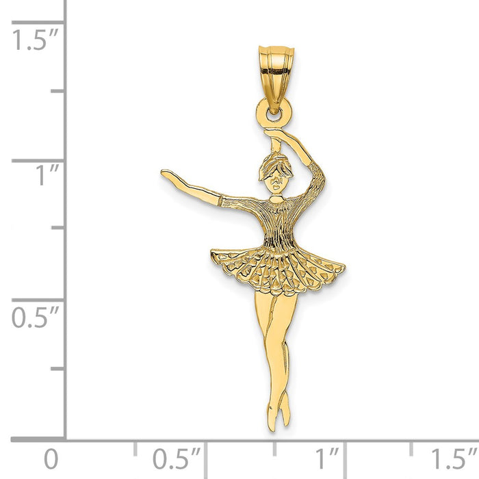 Million Charms 14K Yellow Gold Themed Satin Polished Ballerina Charm