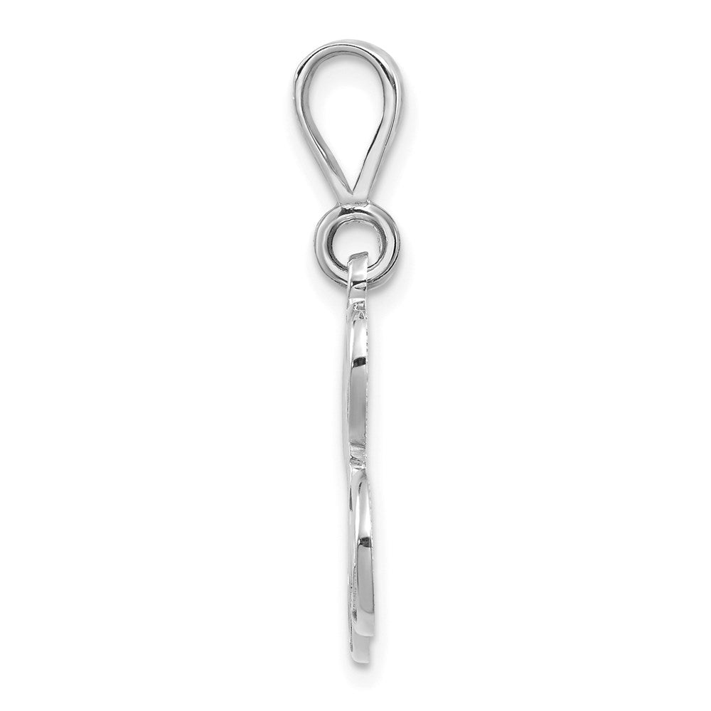 Million Charms 14K White Gold Themed Solid Polished Filigree Alphabet Letter Initial L Pendant