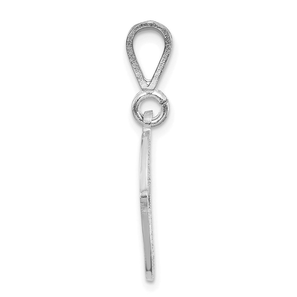 Million Charms 14K White Gold Themed Solid Polished Filigree Alphabet Letter Initial O Pendant