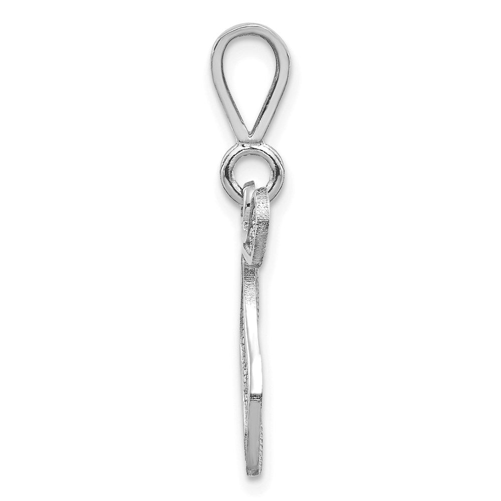 Million Charms 14K White Gold Themed Solid Polished Filigree Alphabet Letter Initial T Pendant
