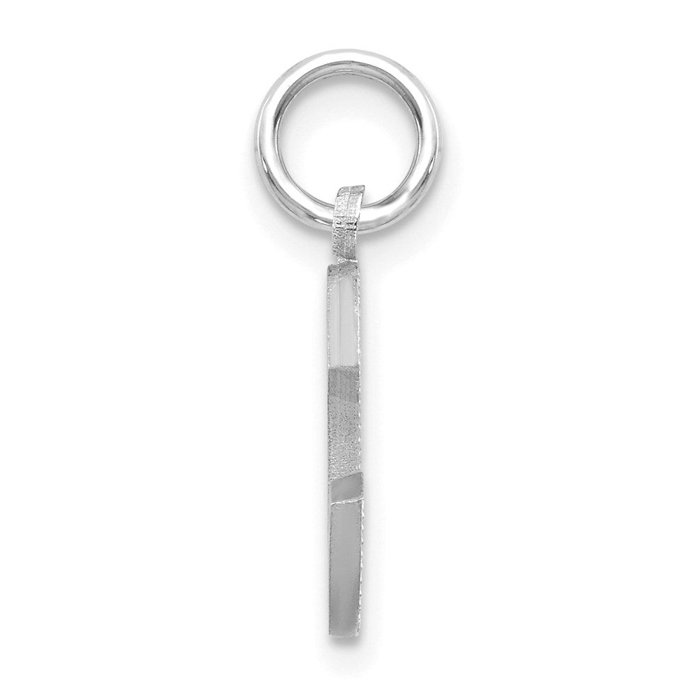 Million Charms 14K White Gold Themed Satin Solid Diamond-Cut Alphabet Letter Initial C Charm