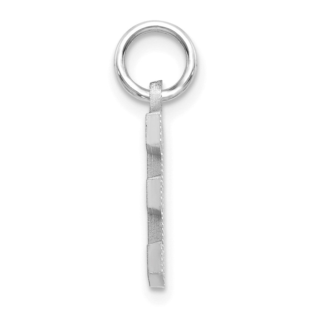 Million Charms 14K White Gold Themed Solid Satin Diamond-Cut Alphabet Letter Initial E Charm