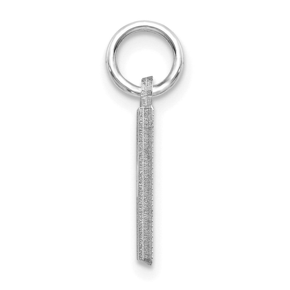 Million Charms 14K White Gold Themed Solid Satin Diamond-Cut Alphabet Letter Initial H Charm
