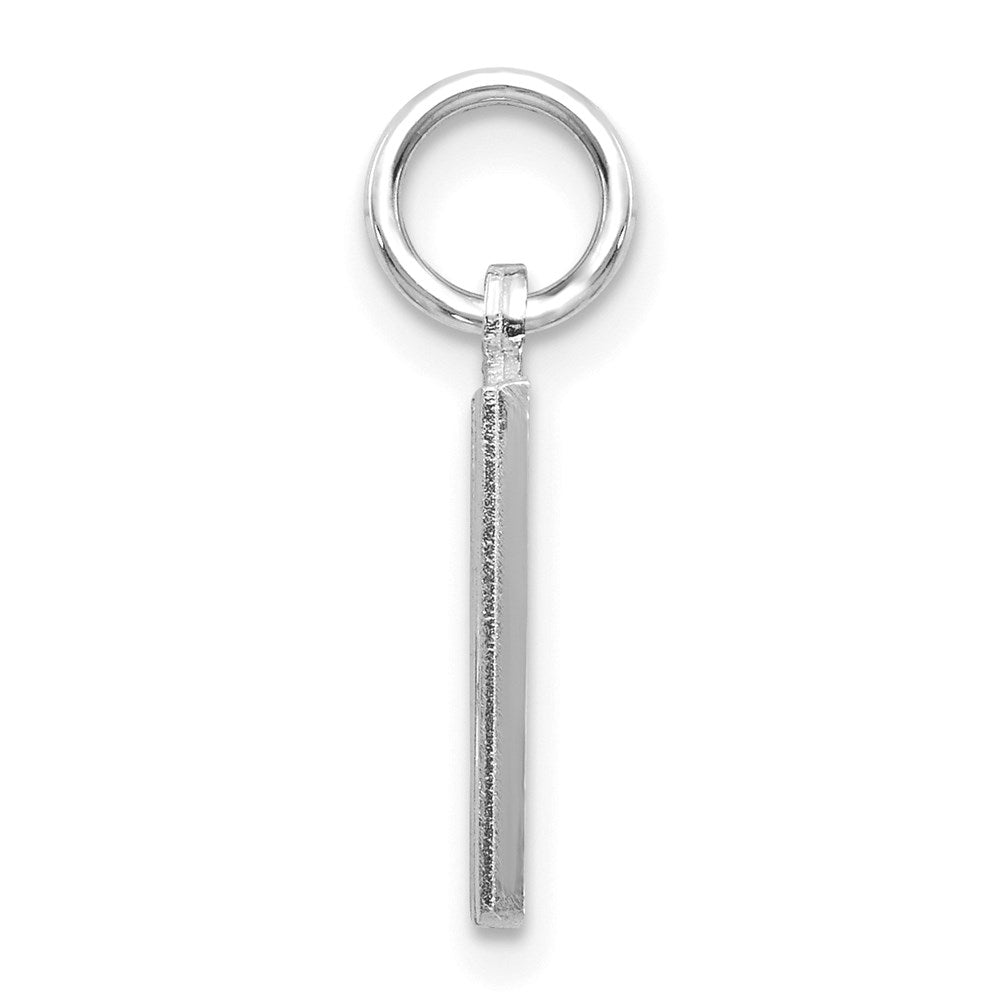Million Charms 14K White Gold Themed Solid Satin Diamond-Cut Alphabet Letter Initial M Charm
