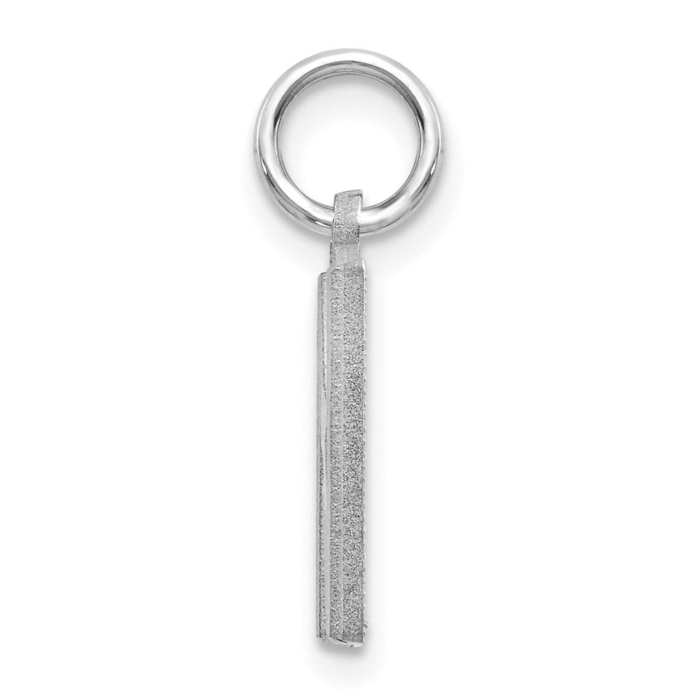 Million Charms 14K White Gold Themed Solid Satin Diamond-Cut Alphabet Letter Initial N Charm