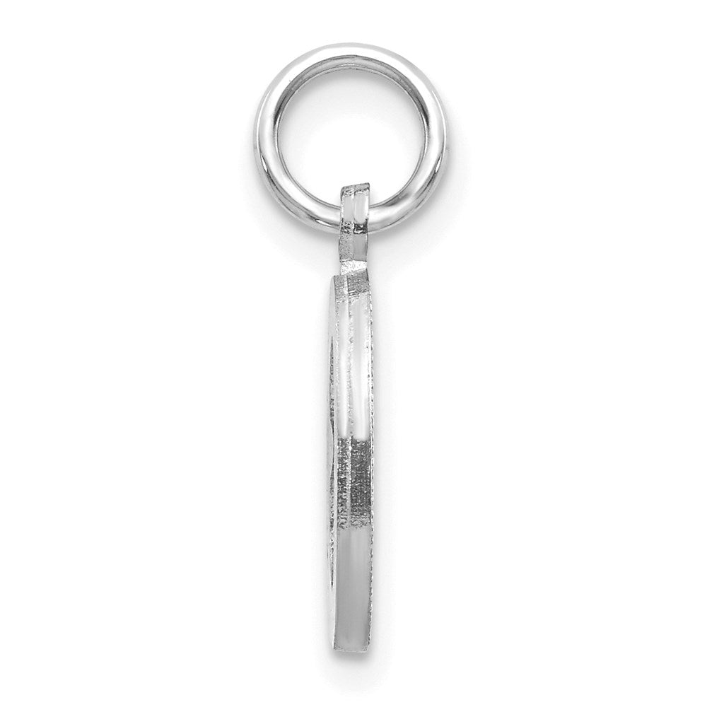 Million Charms 14K White Gold Themed Solid Satin Diamond-Cut Alphabet Letter Initial O Charm