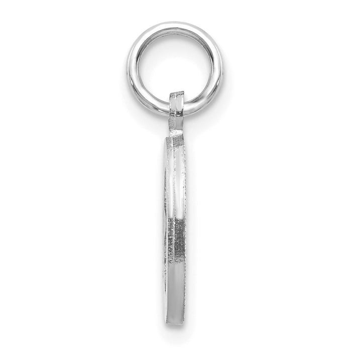 Million Charms 14K White Gold Themed Solid Satin Diamond-Cut Alphabet Letter Initial O Charm