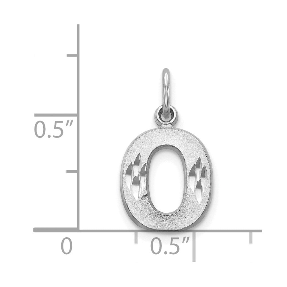 Million Charms 14K White Gold Themed Solid Satin Diamond-Cut Alphabet Letter Initial O Charm