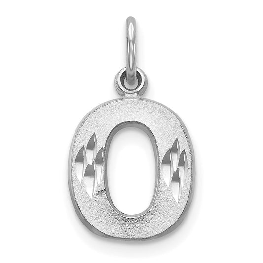 Million Charms 14K White Gold Themed Solid Satin Diamond-Cut Alphabet Letter Initial O Charm