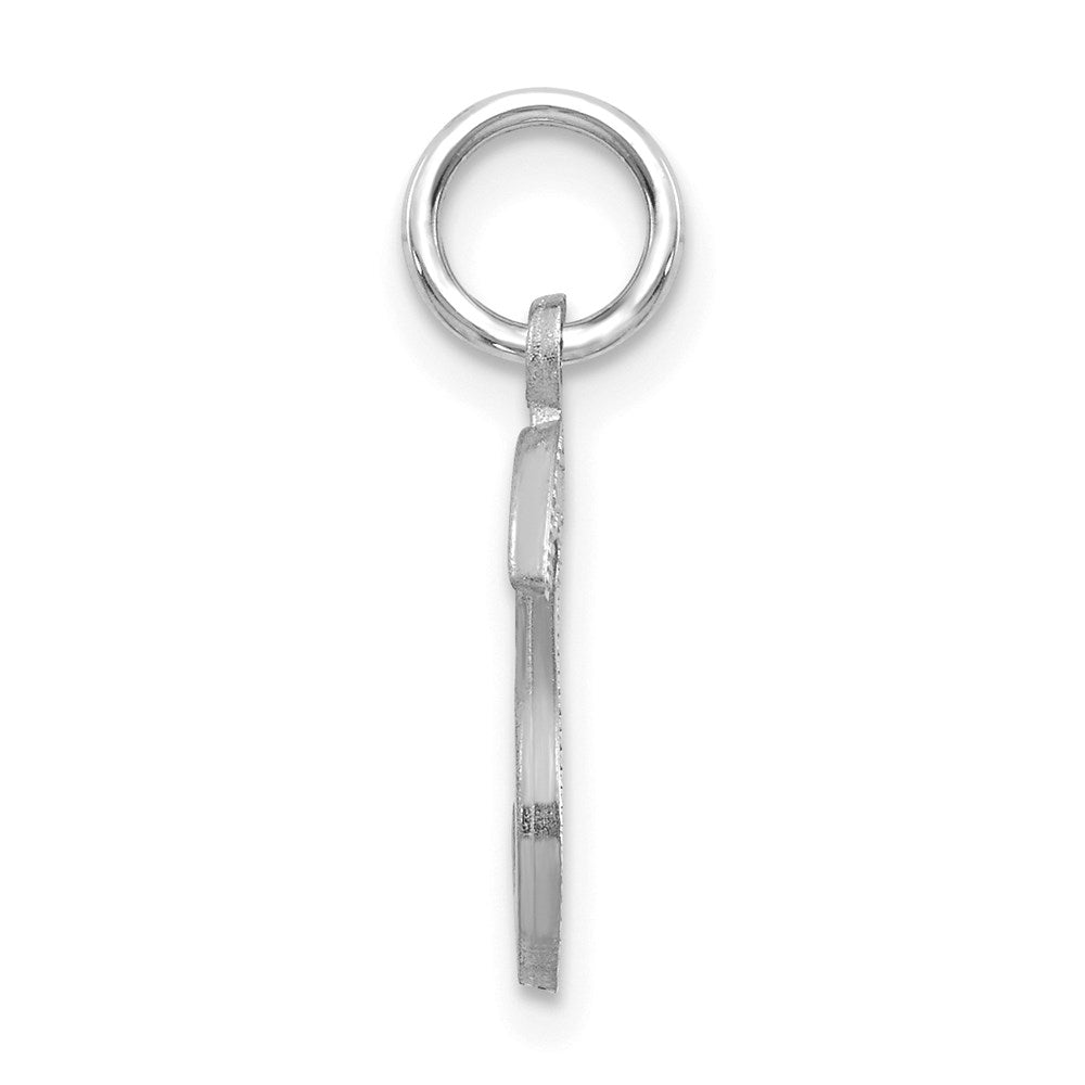 Million Charms 14K White Gold Themed Solid Satin Diamond-Cut Alphabet Letter Initial S Charm