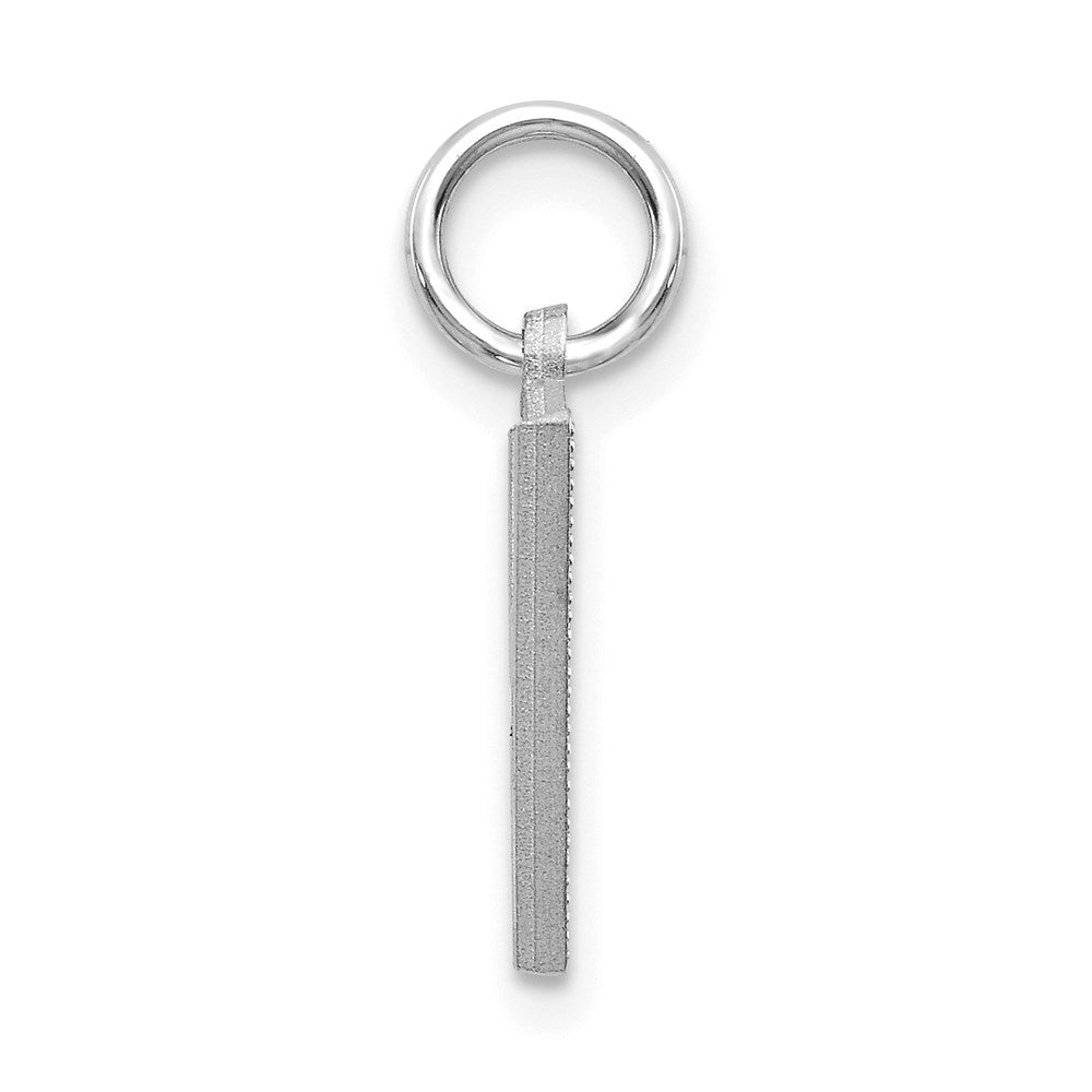 Million Charms 14K White Gold Themed Solid Satin Diamond-Cut Alphabet Letter Initial V Charm